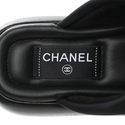 Chanel Fabric CC Mules Sandals 36 Black 7 of 9