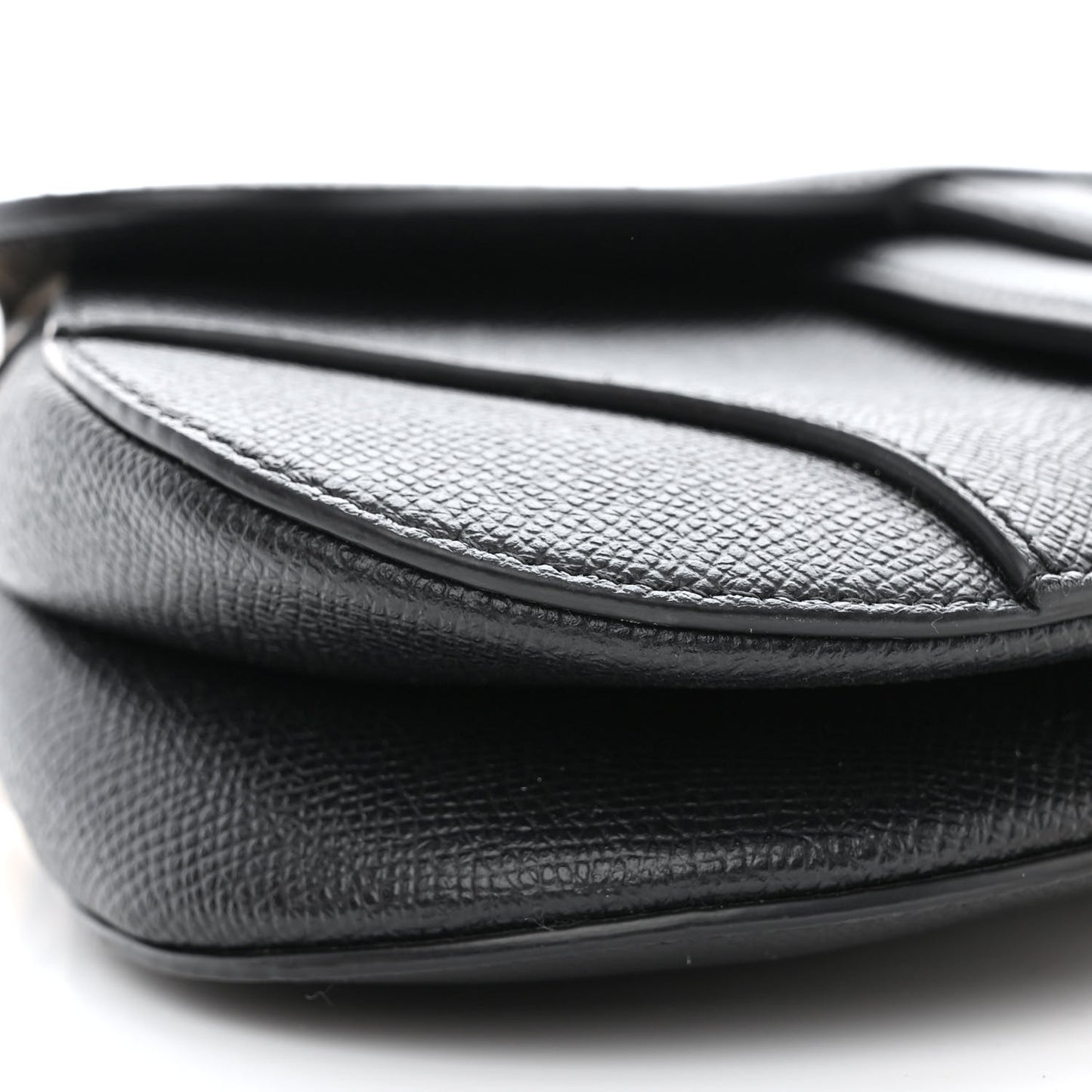Grained Calfskin Mini Saddle Bag Black
