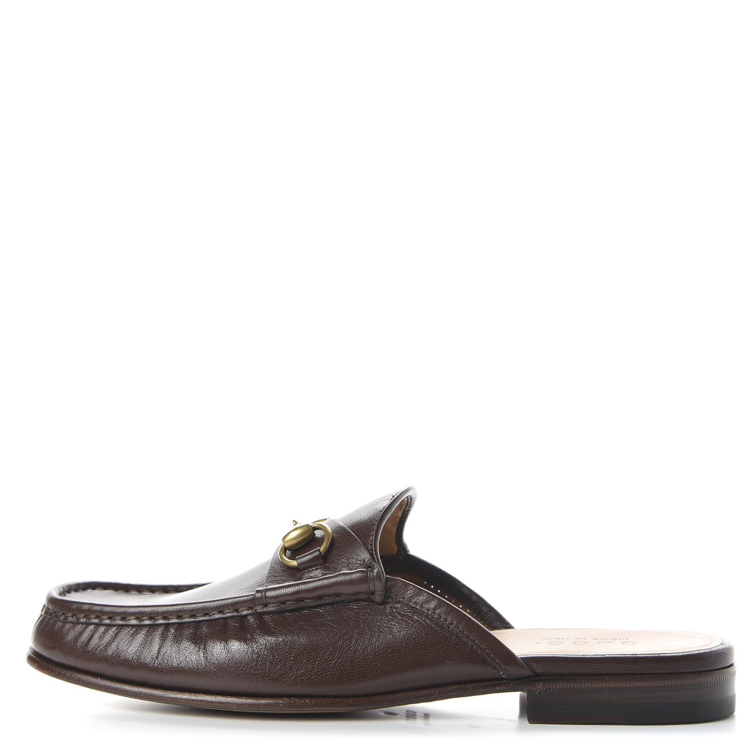 Gucci Goatskin Mens Horsebit Slippers 9 Light Brown 1 of 8