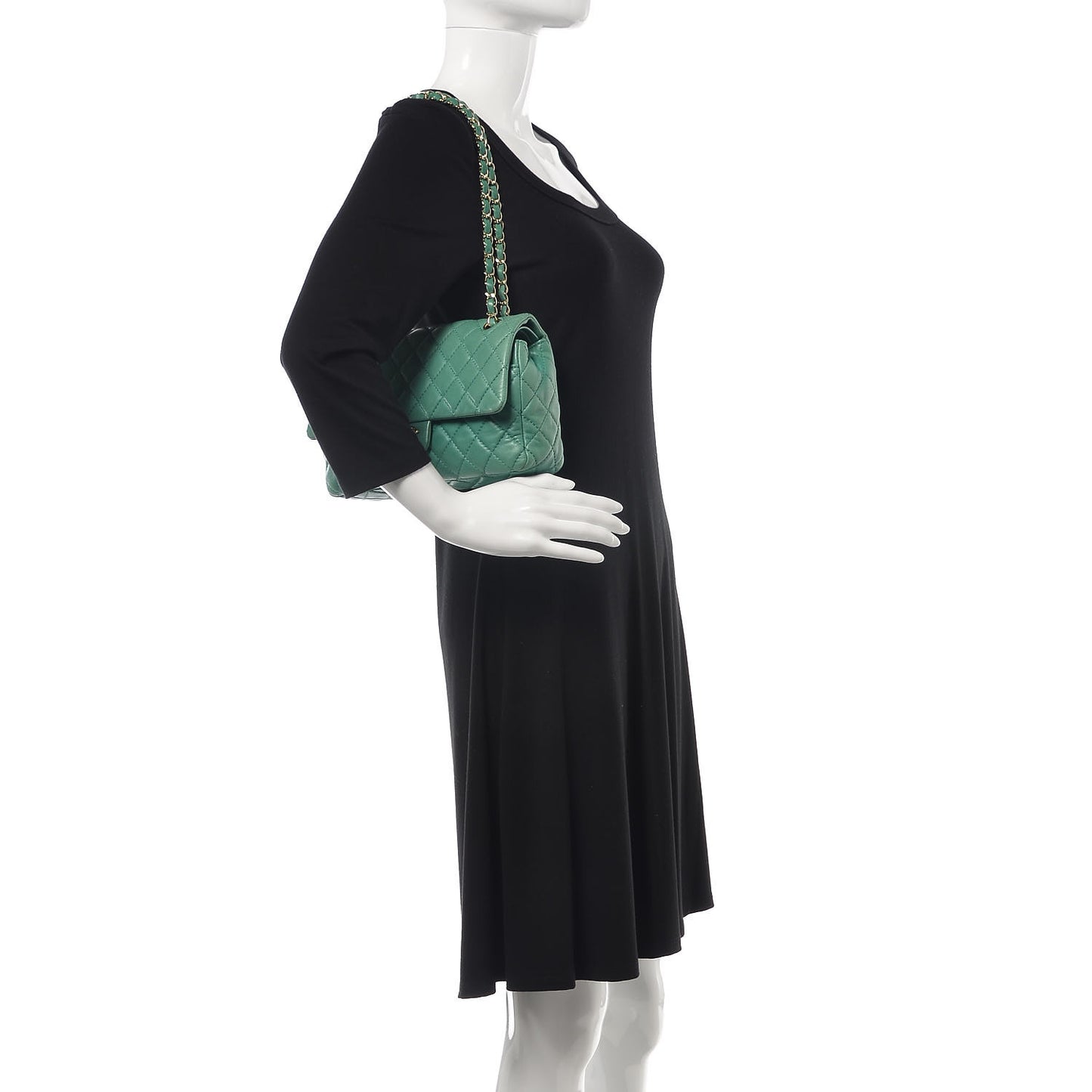 Lambskin Quilted Medium Double Flap Green