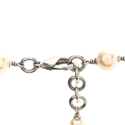 Chanel Crystal Pearl CC Long Necklace Silver 4 of 5
