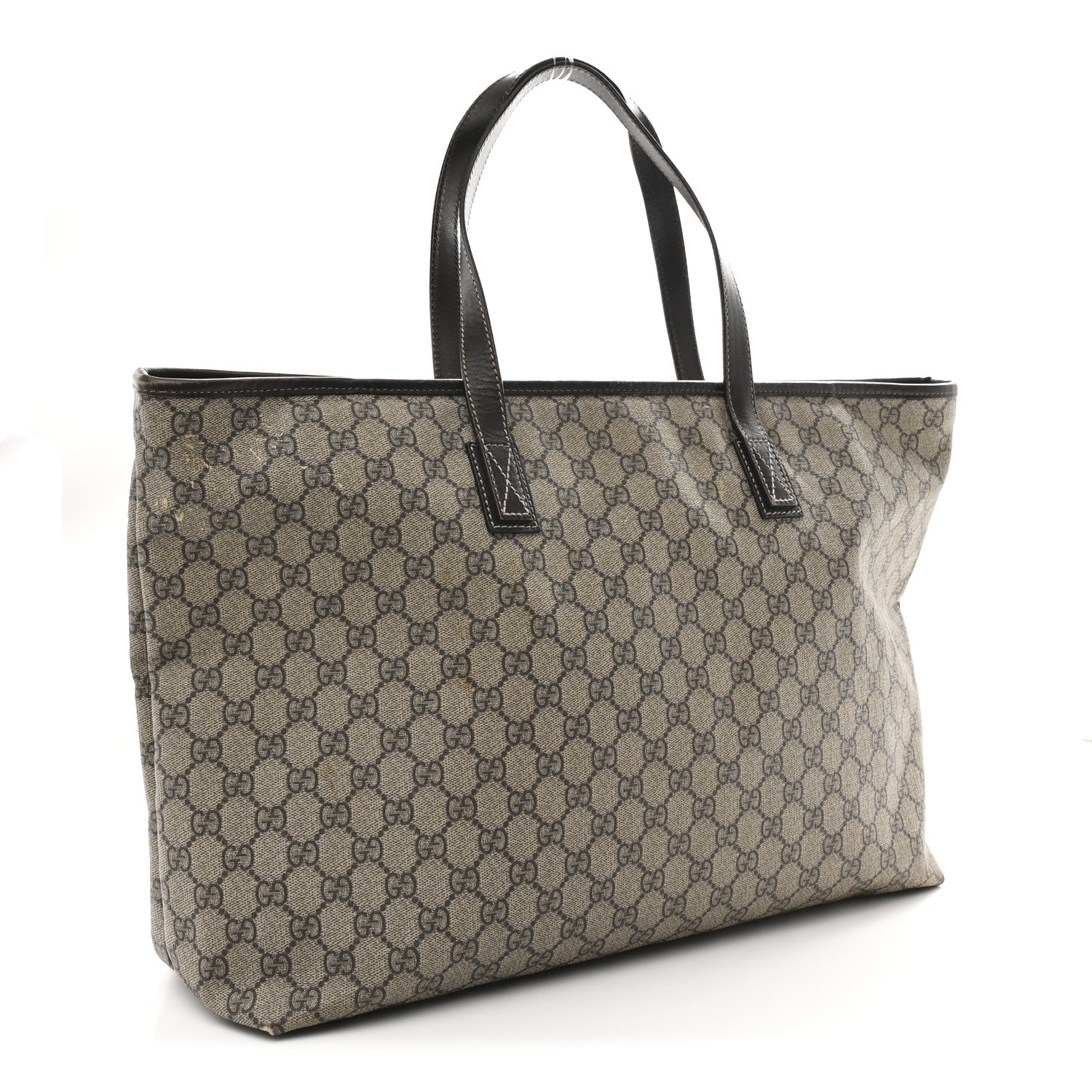 Gucci GG Supreme Monogram Large Zippered Shopping Tote Dark Brown 3 of 13