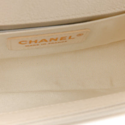 Chanel Caviar Chevron Quilted Small Boy Flap White 5 of 14