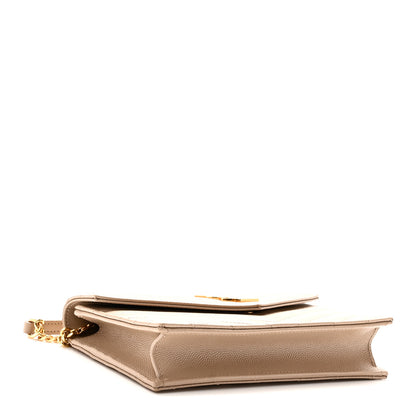 Saint Laurent Grain De Poudre Matelasse Chevron Monogram Envelope Chain Wallet Dark Beige 4 of 10