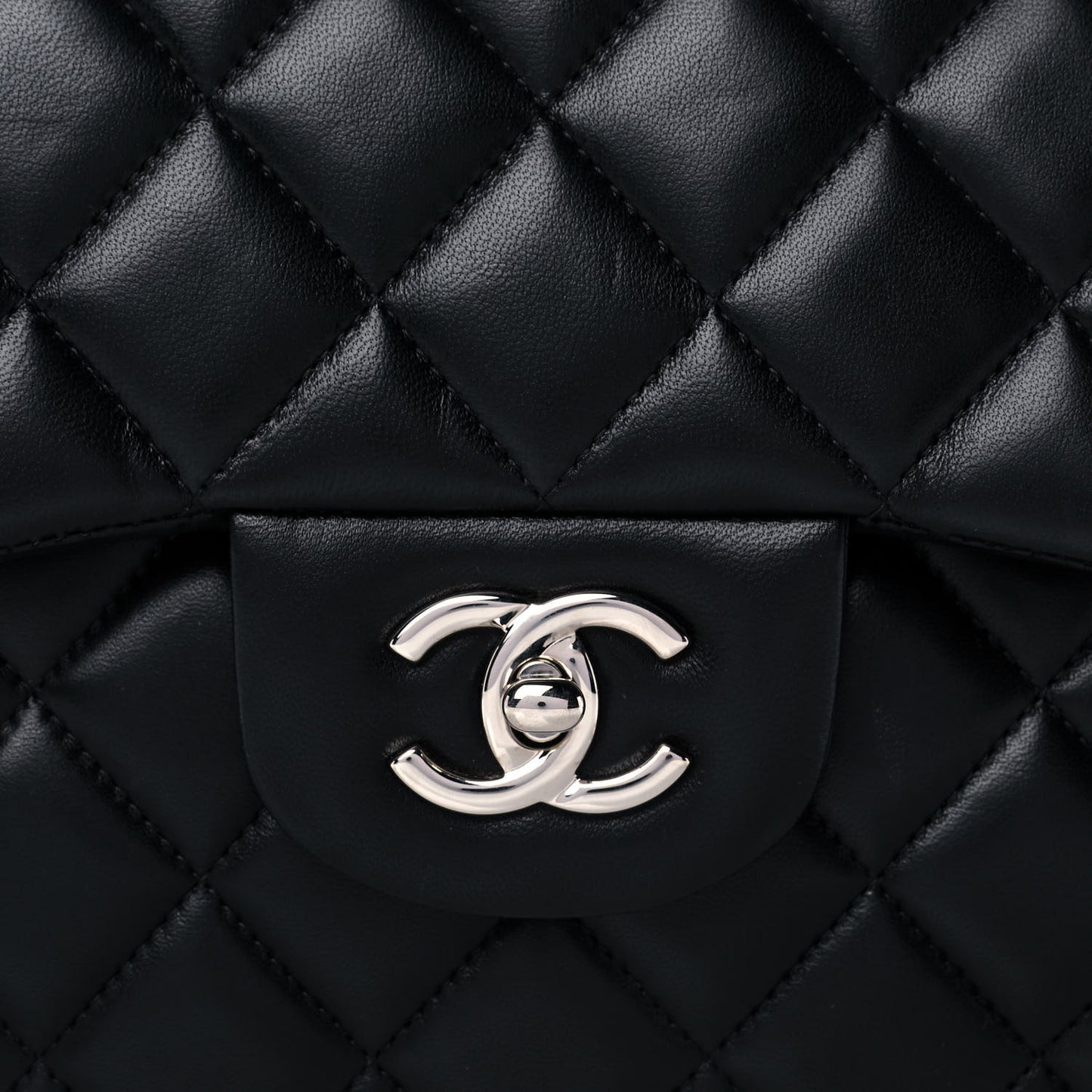 Lambskin Quilted Jumbo Double Flap Black