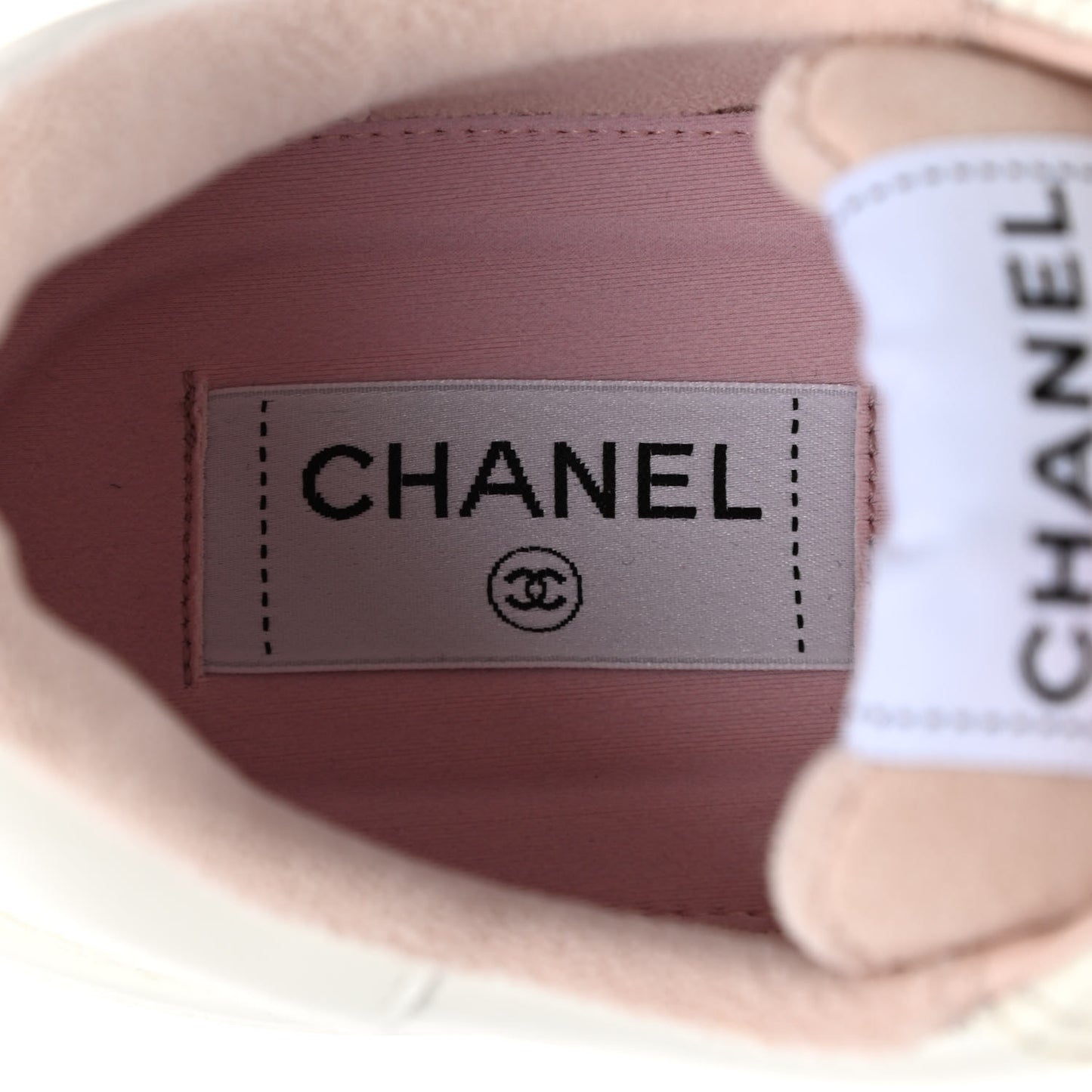 Grained Calfskin Fabric Womens Logo Sneakers 41 White Light Pink