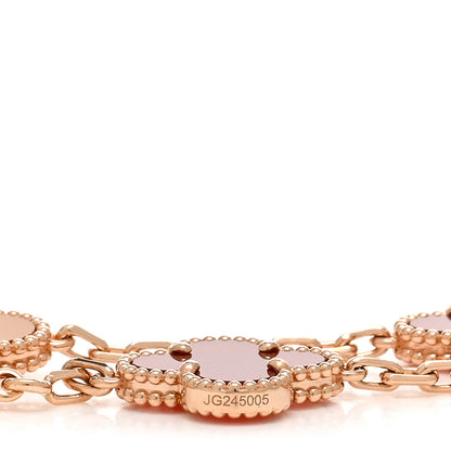 Van Cleef & Arpels 18K Rose Gold Carnelian 5 Motifs Guilloche Vintage Alhambra Bracelet 4 of 5