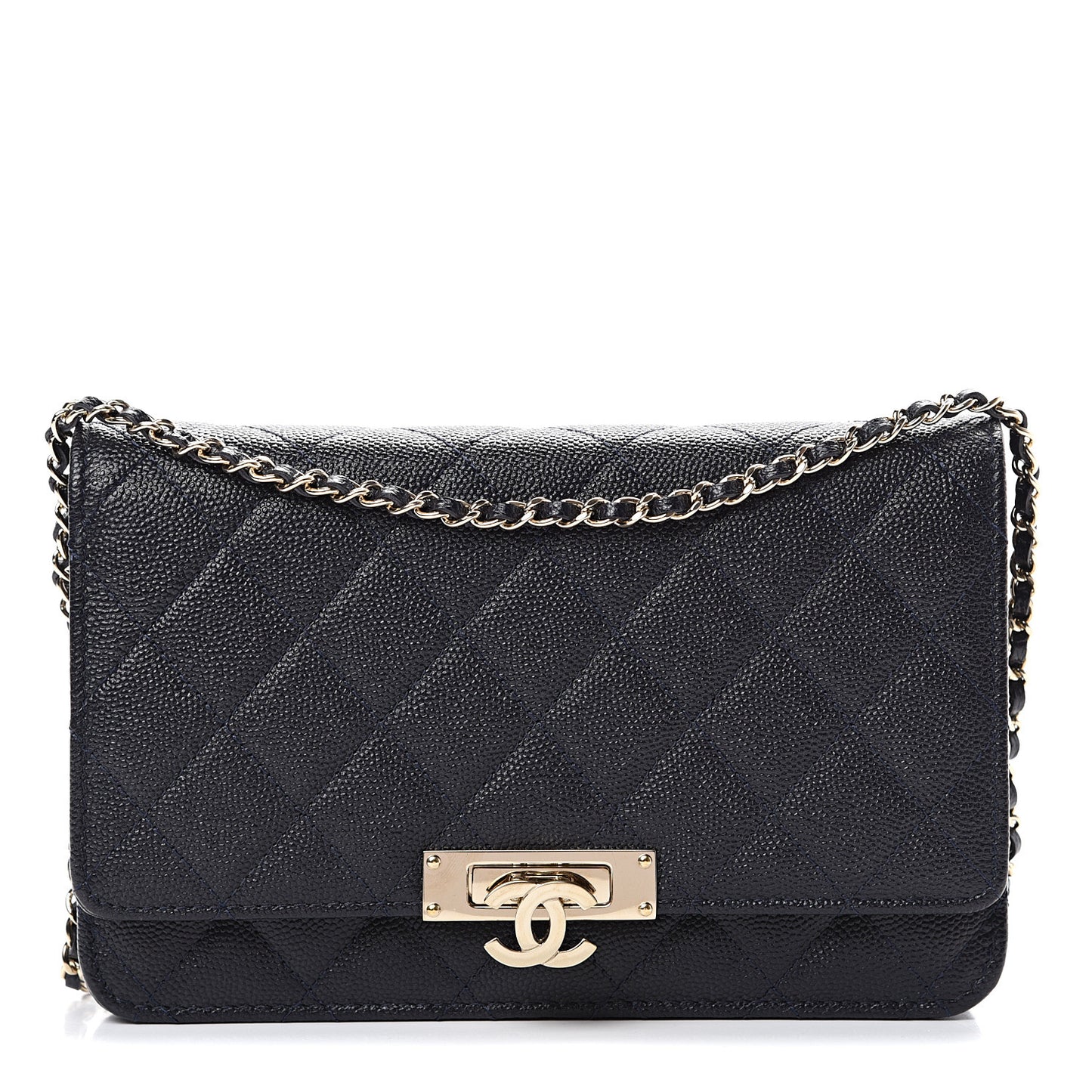 Caviar Quilted Golden Class Wallet On Chain WOC Navy