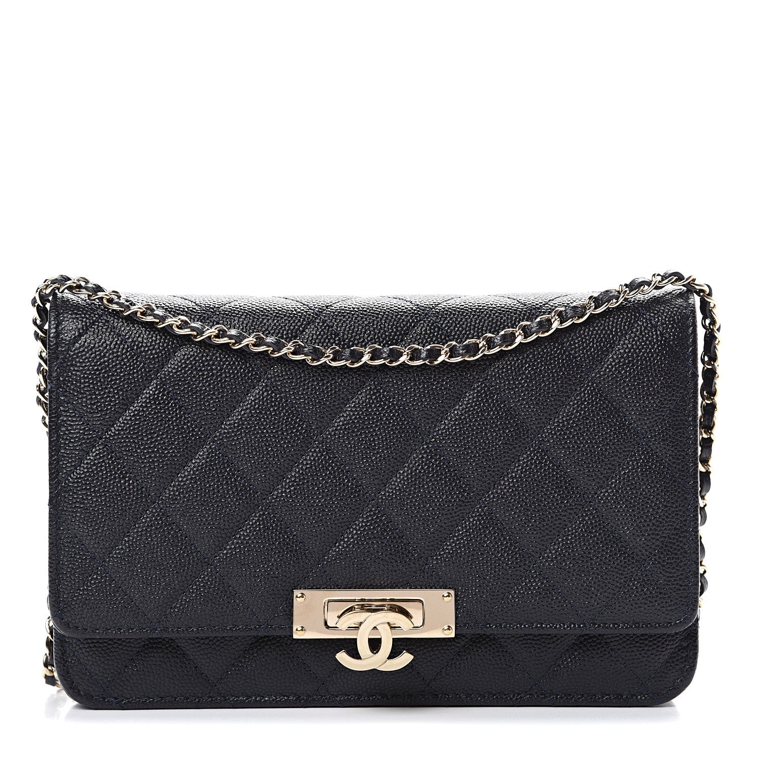 Chanel Caviar Quilted Golden Class Wallet On Chain WOC Navy 1 of 11