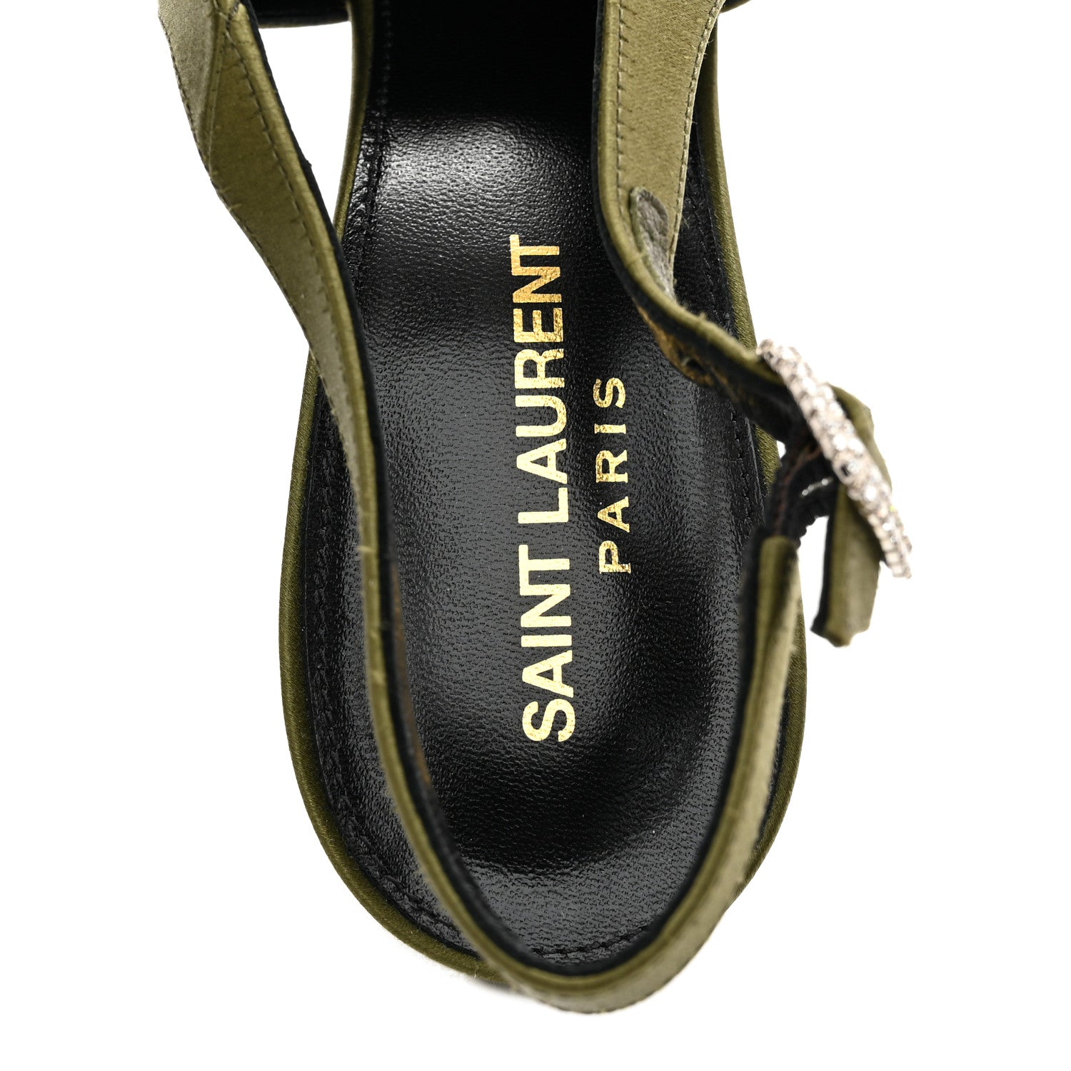 Saint Laurent Silk Satin Yasmeen 115 Slingback Pumps 39 Outcry Green 7 of 10