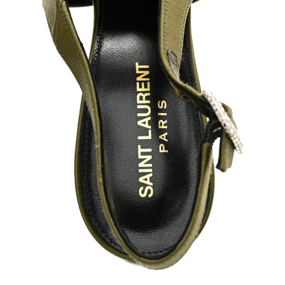 Saint Laurent Silk Satin Yasmeen 115 Slingback Pumps 39 Outcry Green 7 of 10