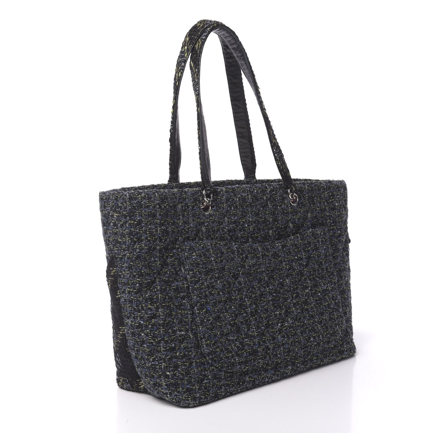 Chanel Tweed Quilted Large Cambon Tote Blue 3 of 10