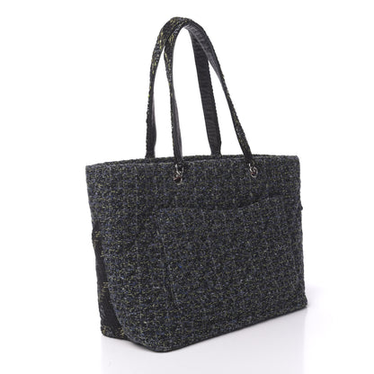 Chanel Tweed Quilted Large Cambon Tote Blue 3 of 10