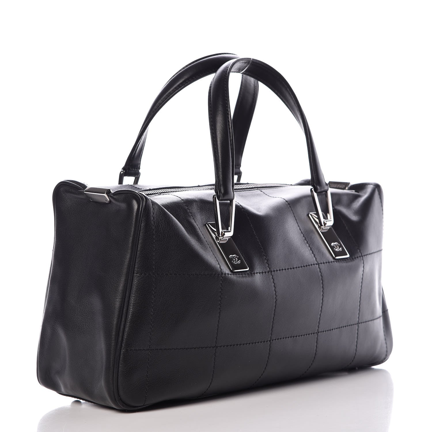 Chanel Lambskin Square Stitched Large Tote Black 3 of 9