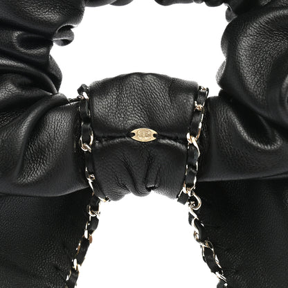 Chanel Lambskin Chain CC Hair Bow Tie Black Gold 4 of 4