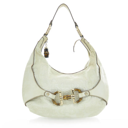 Gucci Horsebit Embossed Leather Amalfi Bamboo Hobo 1 of 9