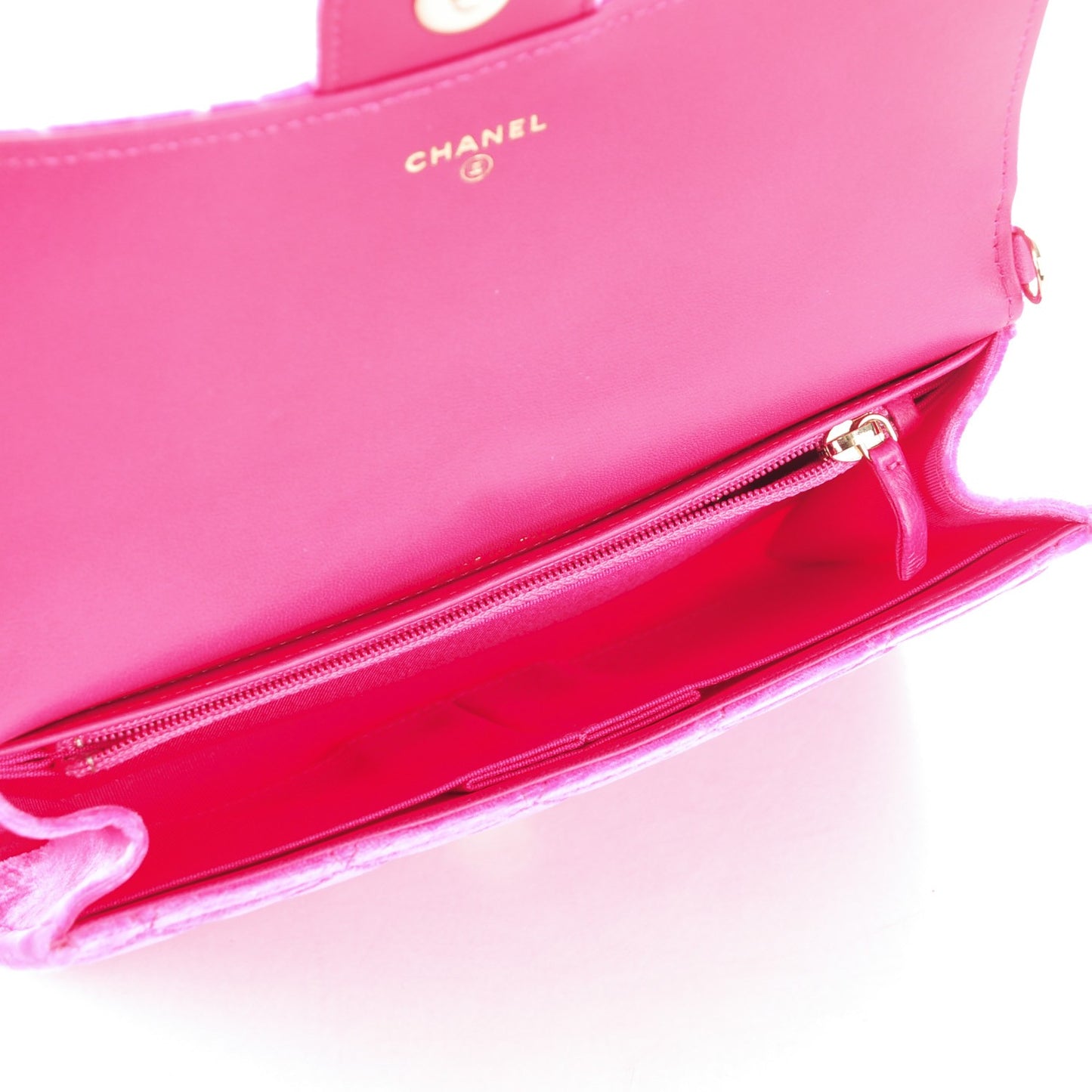 Velvet Quilted Clutch Wallet Pink