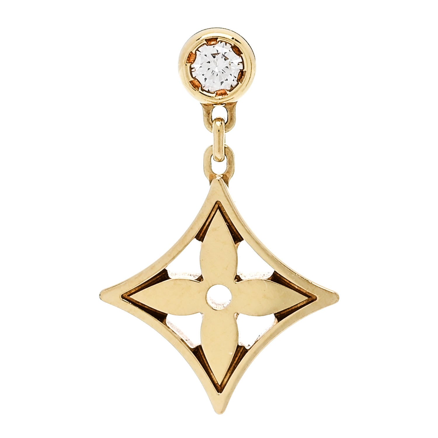 Louis Vuitton 18K Yellow Gold Diamond Idylle Blossom Single Stud Earring 1 of 4