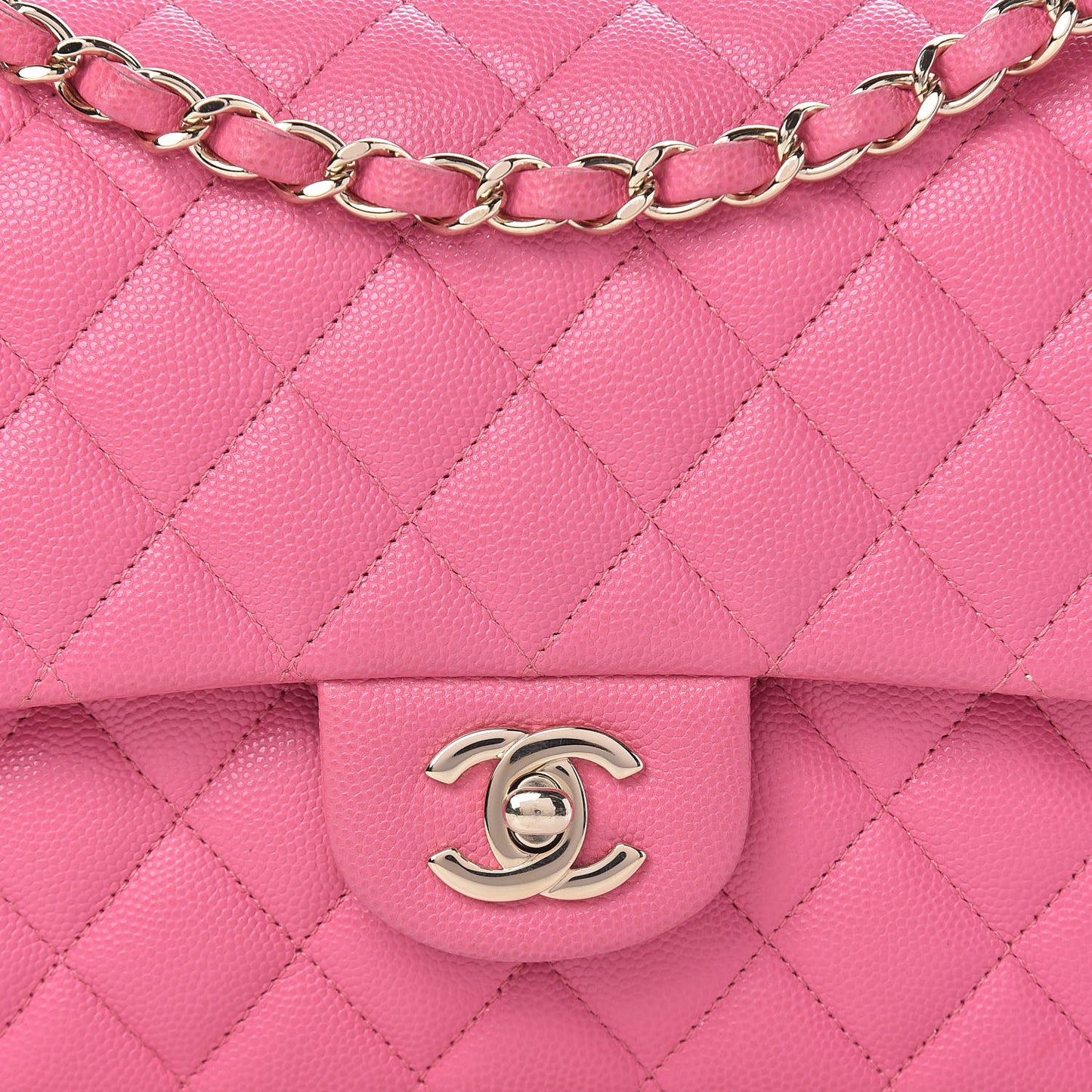 Caviar Quilted Medium Double Flap Pink