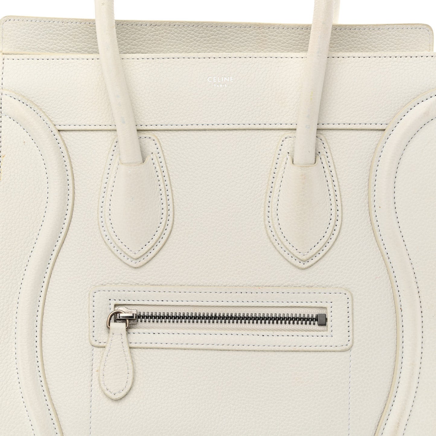 Drummed Calfskin Micro Luggage White