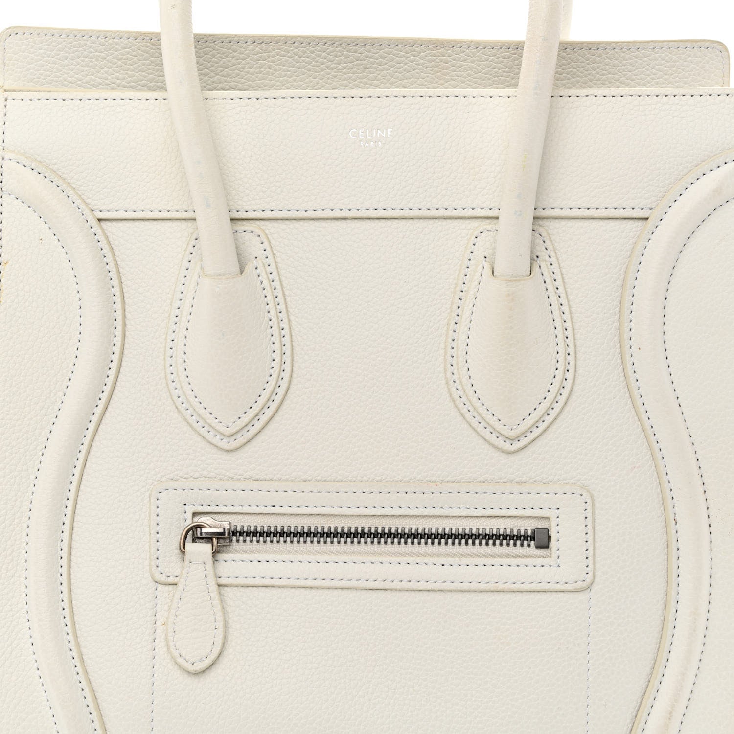 Celine Drummed Calfskin Micro Luggage White 8 of 14