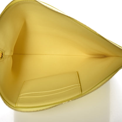 Celine Lambskin Bi-Color Solo Clutch Pouch Fluo Yellow Grey 5 of 8