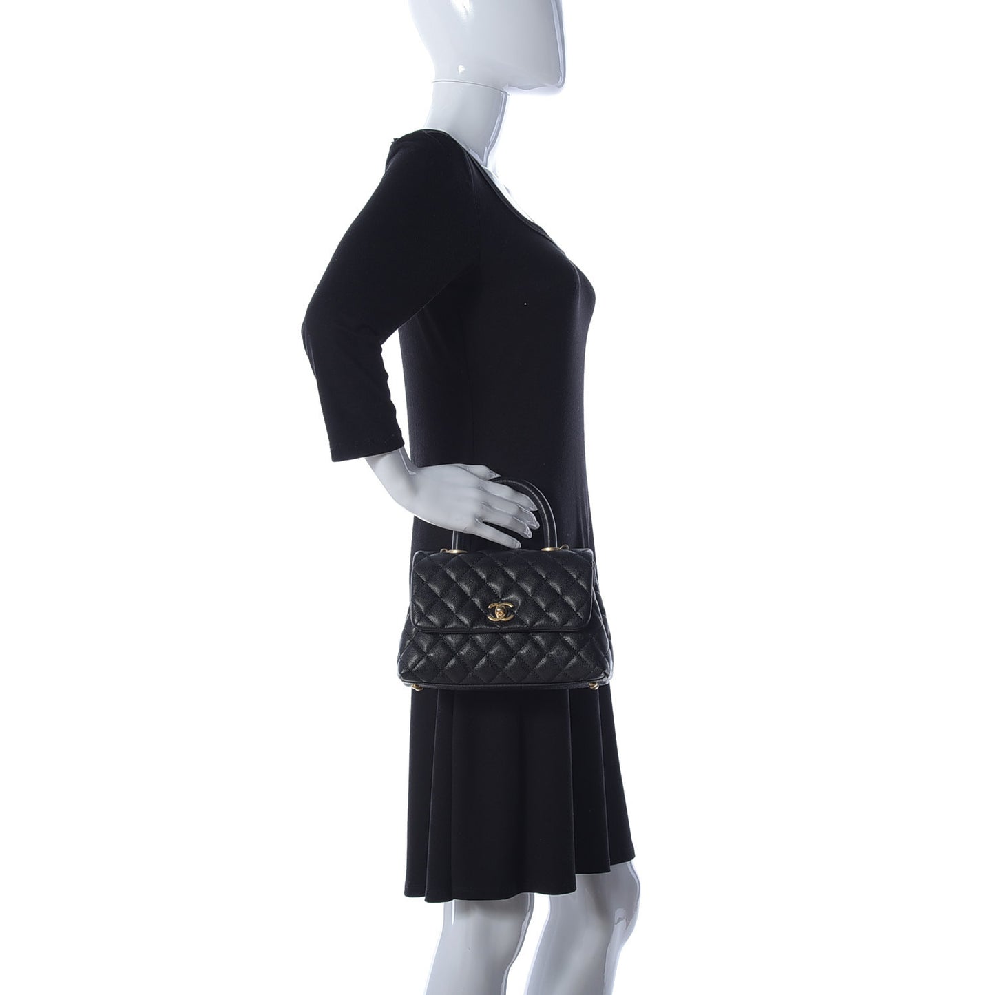 Caviar Quilted Mini Coco Handle Flap Black