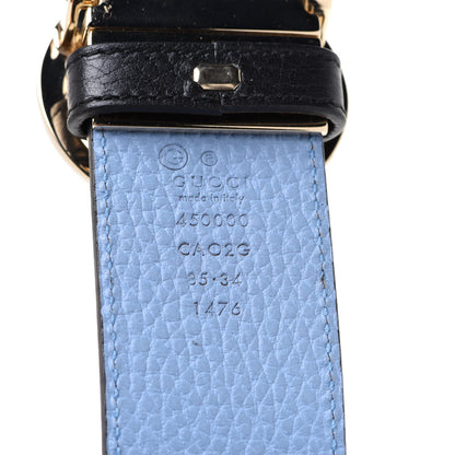 Gucci Dollar Calfskin 1973 Reversible Belt 85 34 Black Mineral Blue 4 of 4