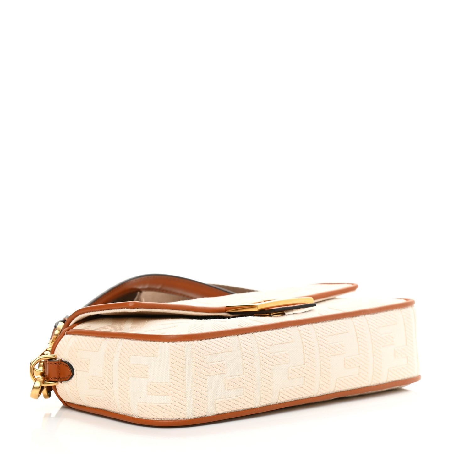 Canvas Vitello King Bi-Color Strap FF Embroidered Baguette Grezzo Brandy Cuoio
