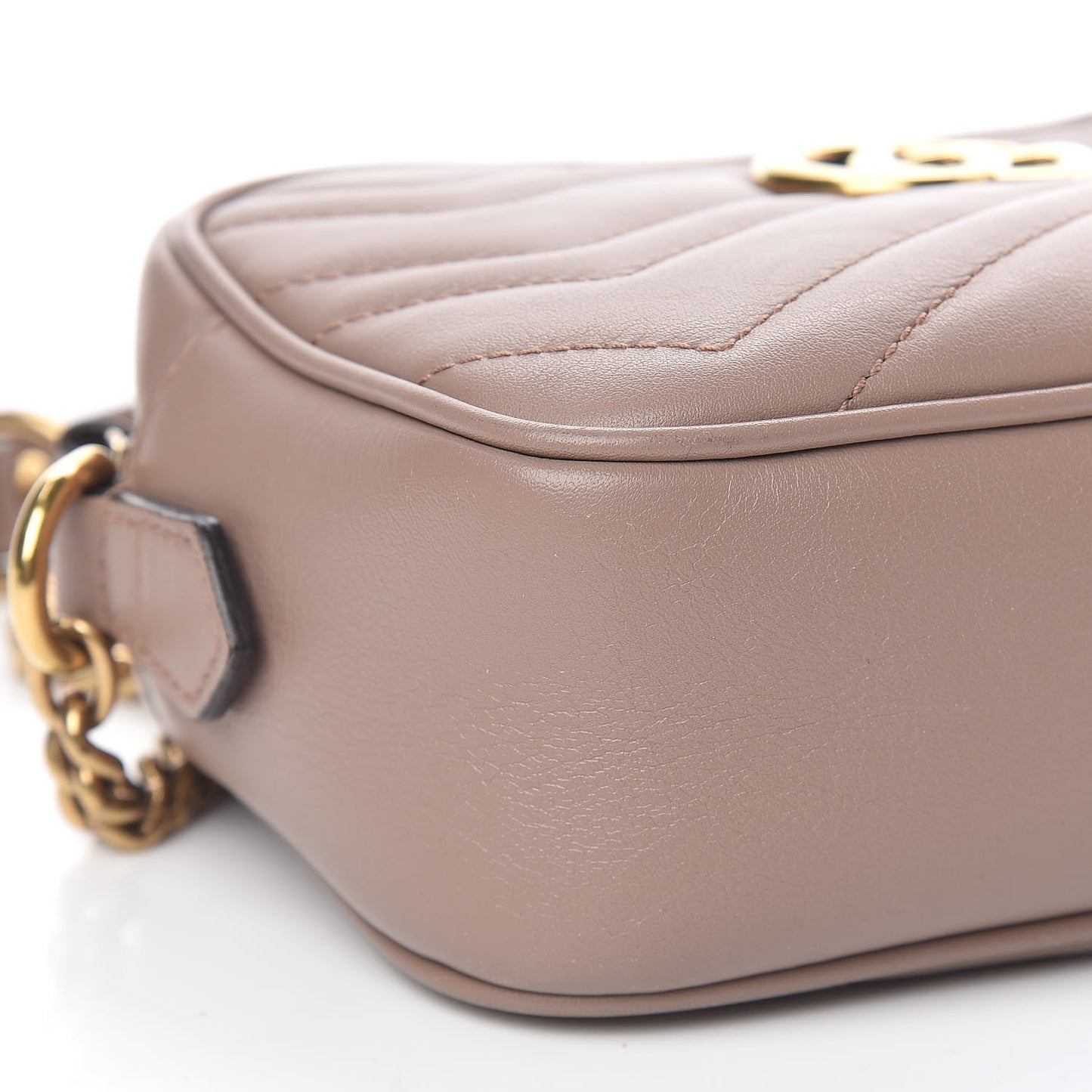 Calfskin Matelasse Mini GG Marmont Chain Shoulder Bag Nude