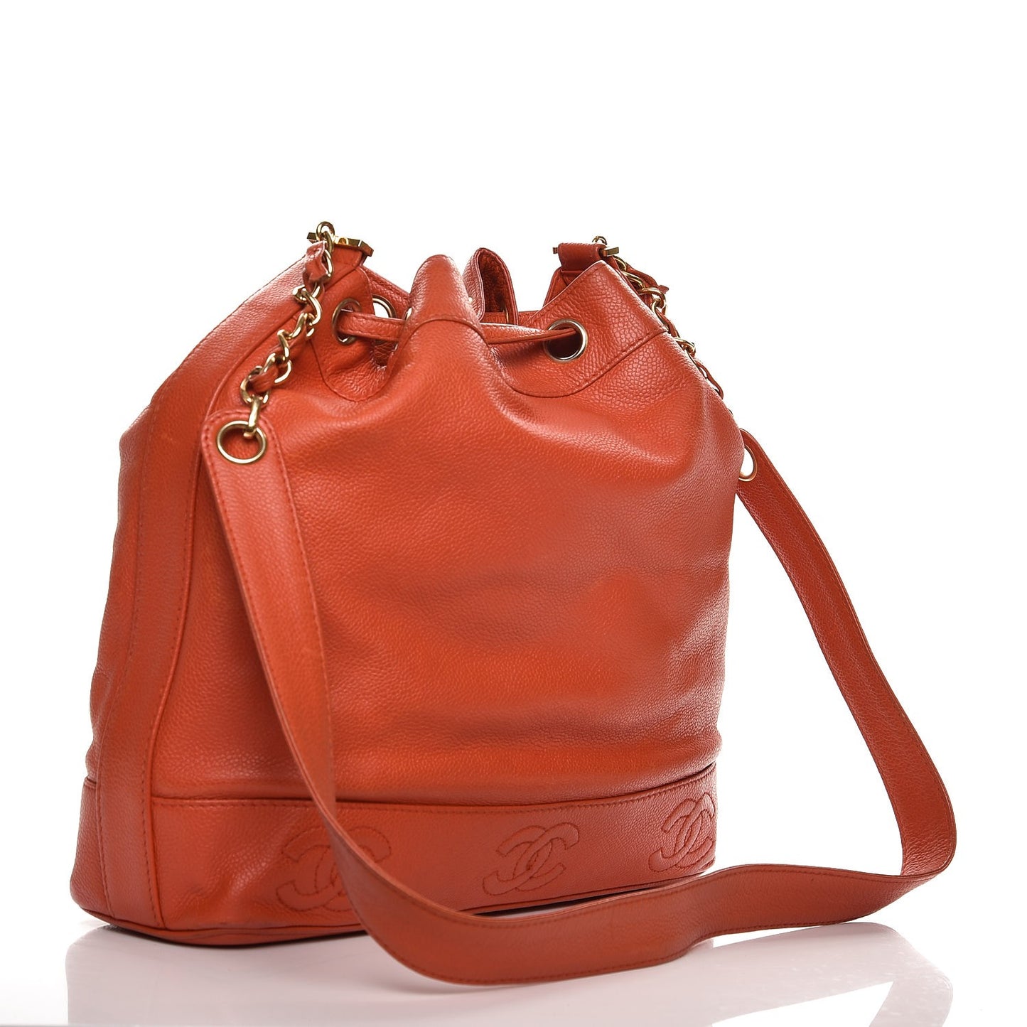 Caviar CC Drawstring Shoulder Bag Orange