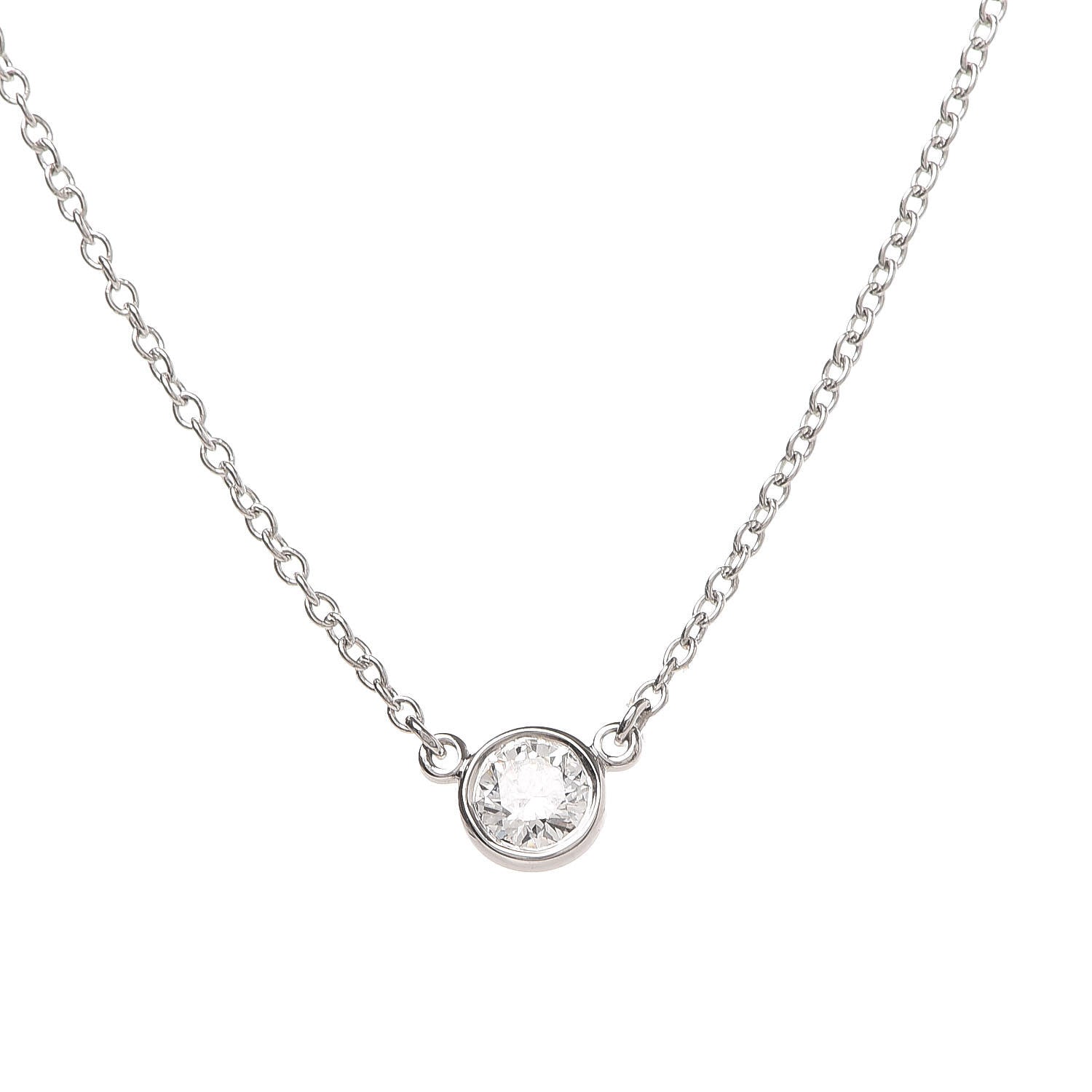 Tiffany Platinum Diamond .19ct Elsa Peretti Diamonds by the Yard Pendant Necklace 4 of 9