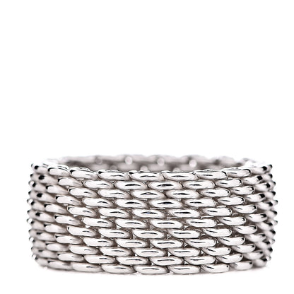 Tiffany Sterling Silver Mesh Somerset Ring 56 7.5 1 of 4