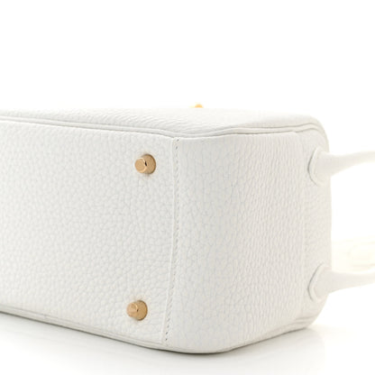 Hermes Taurillon Clemence Mini Lindy 20 New White 10 of 11