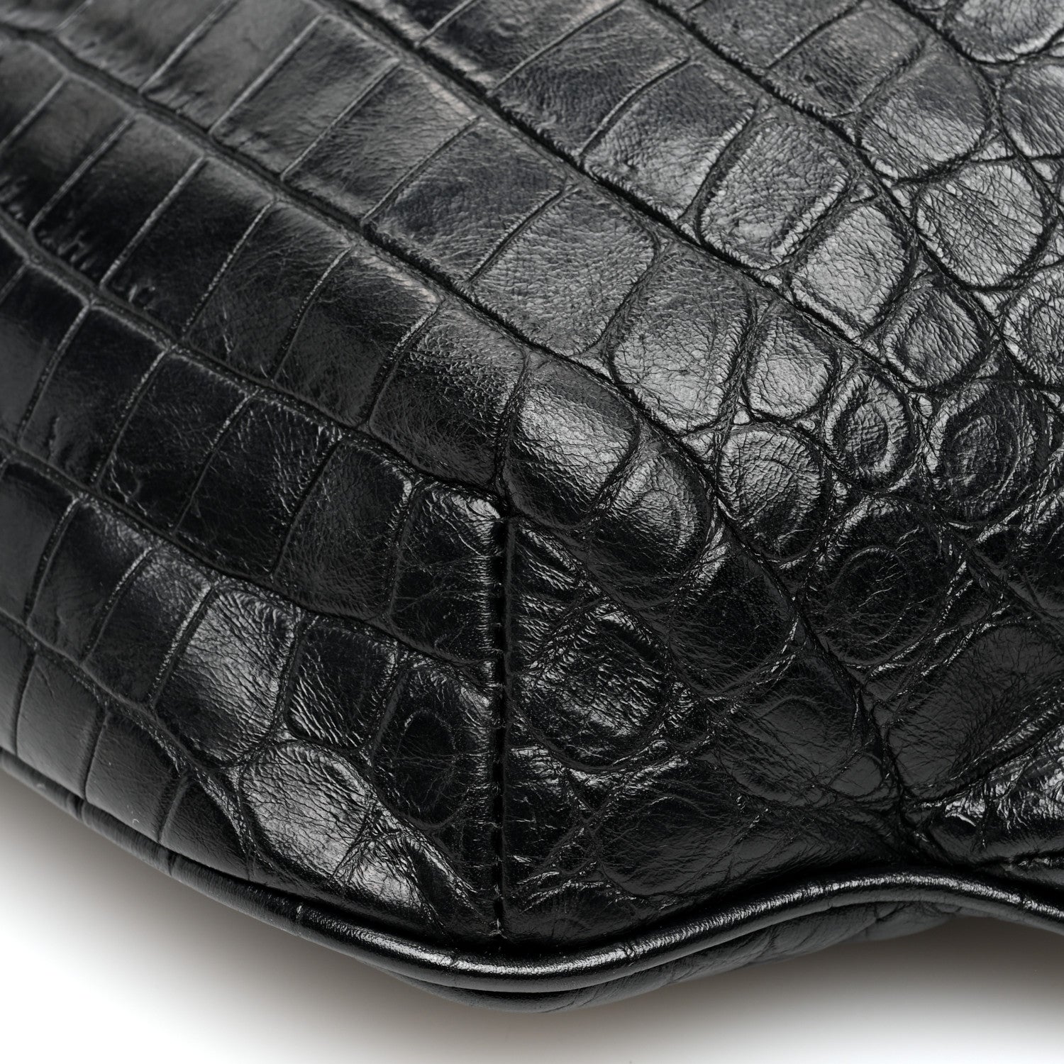Saint Laurent Calfskin Crocodile Embossed Monogram Belt Bag Black 9 of 9