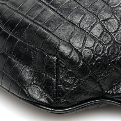Saint Laurent Calfskin Crocodile Embossed Monogram Belt Bag Black 9 of 9