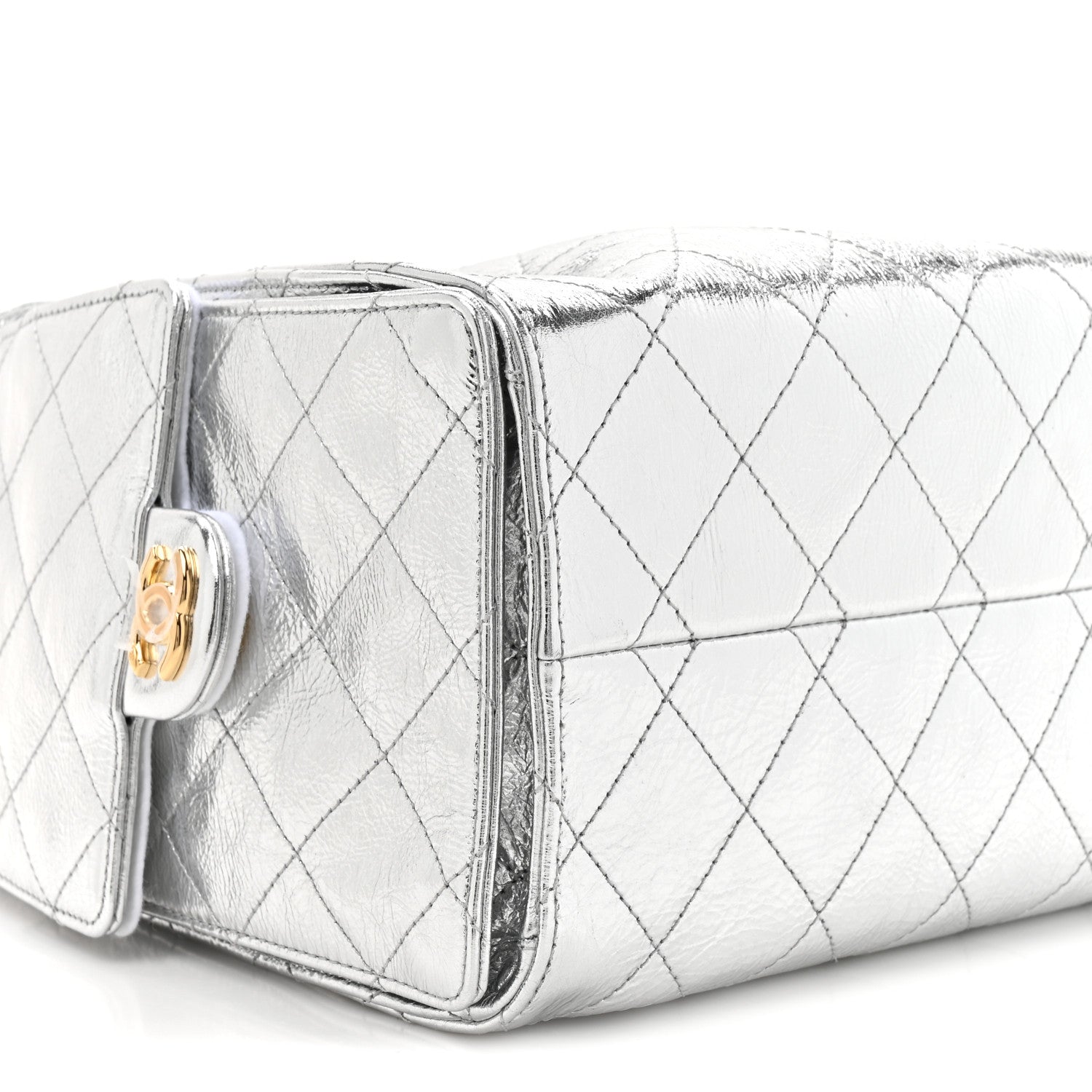 Chanel Metallic Crumpled Calfskin Quilted Small Chanel 25 Handbag Silvery 10 of 11