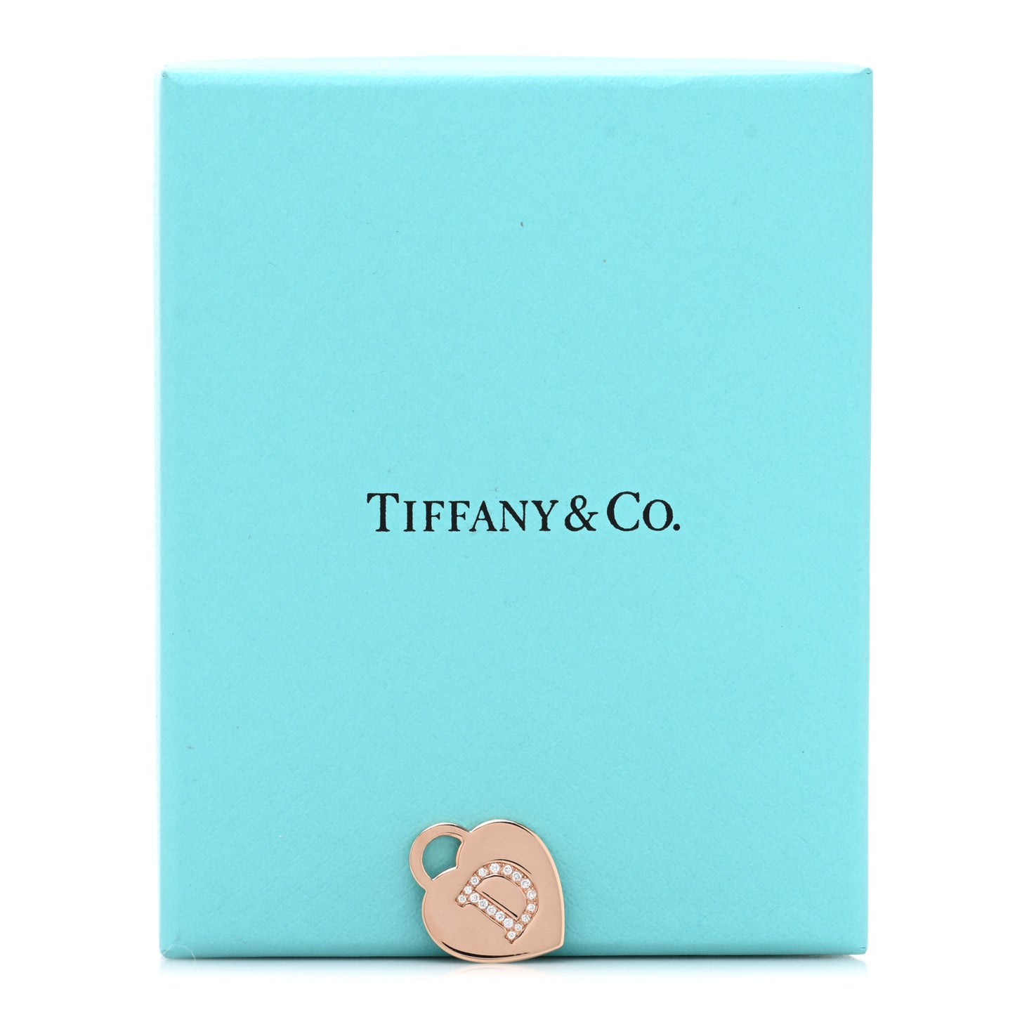 18K Rose Gold Diamond Tiffany Letter D Heart Tag Charm