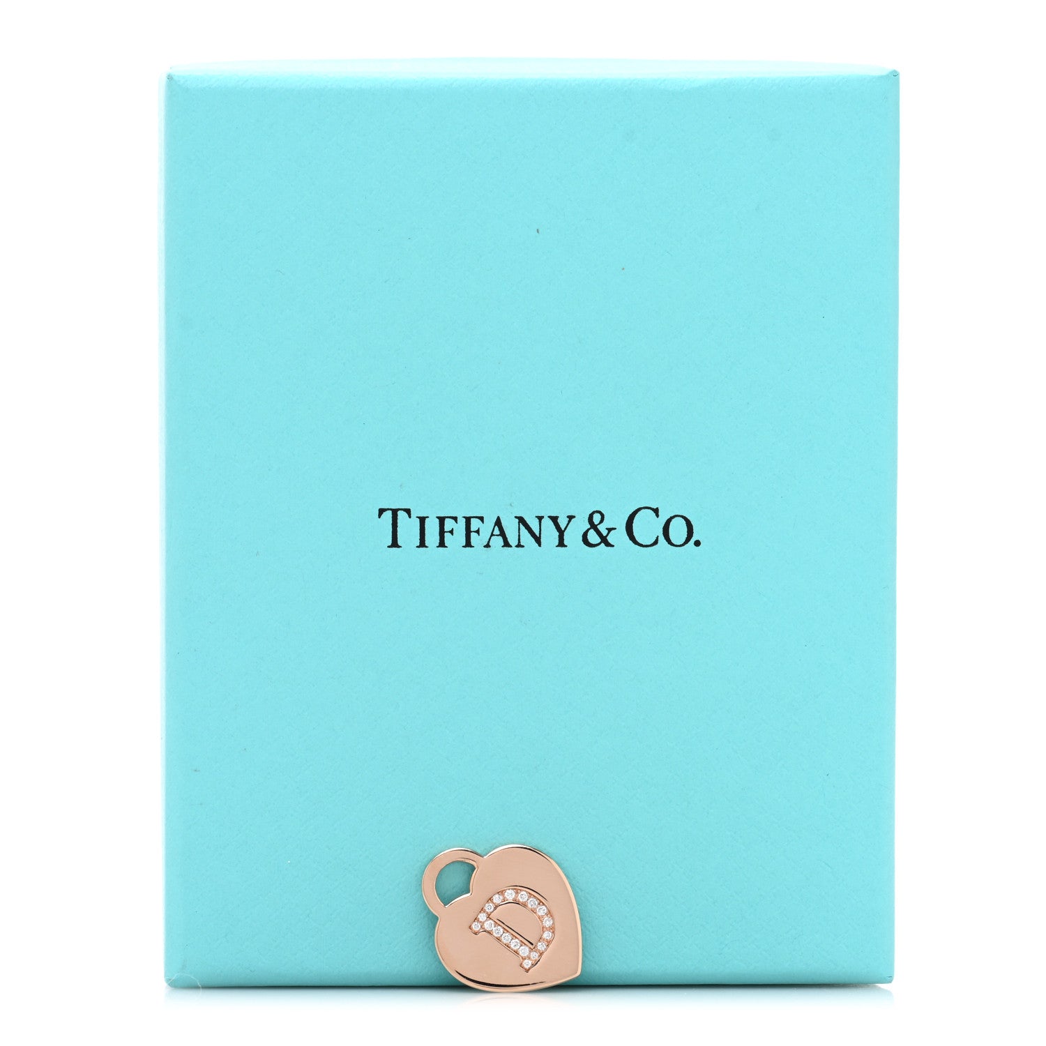 Tiffany 18K Rose Gold Diamond Tiffany Letter D Heart Tag Charm 4 of 4