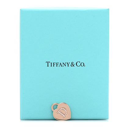 Tiffany 18K Rose Gold Diamond Tiffany Letter D Heart Tag Charm 4 of 4