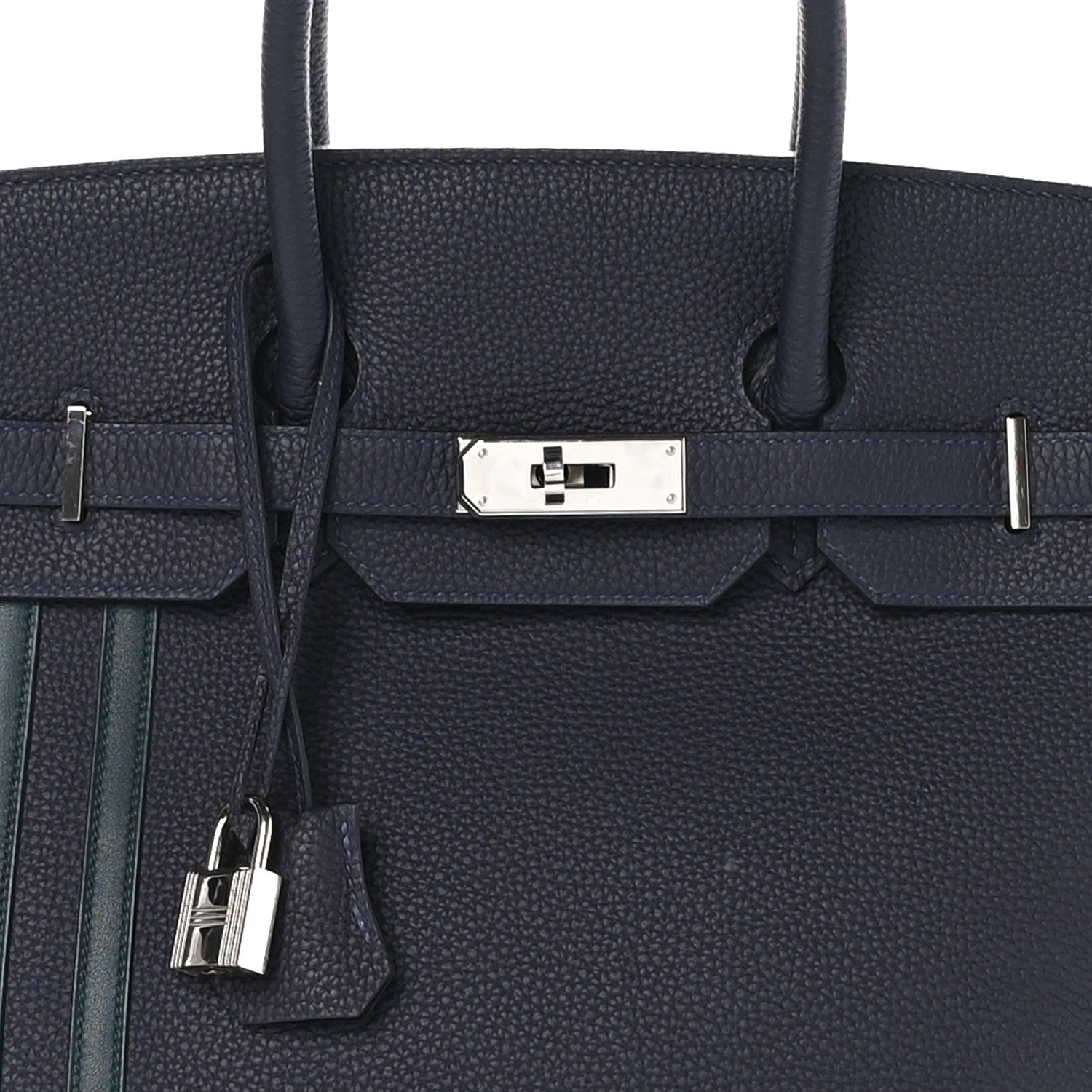 Hermes Togo Swift Officier Birkin 35 Bleu Nuit Vert Cypress 8 of 13