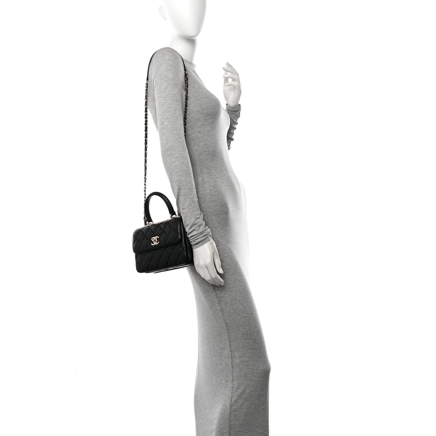 Chanel Lambskin Quilted Mini Trendy CC Dual Handle Flap Bag Black 2 of 12