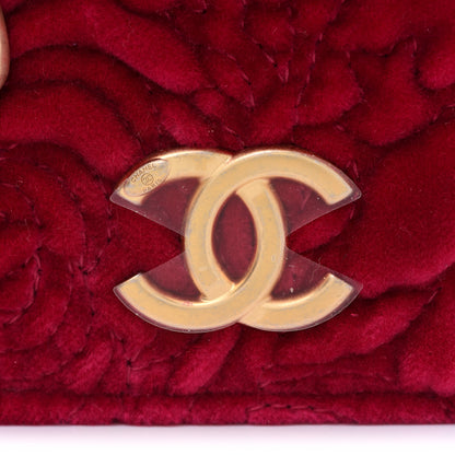 Chanel Velvet Quilted Camellia Velvet Flap Coin Purse With Chain Fuchsia 9 of 14