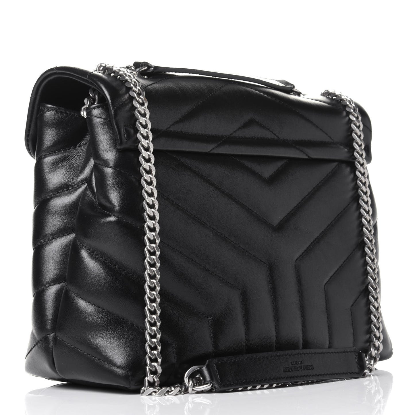 Calfskin Y Quilted Monogram Small Loulou Chain Satchel Black