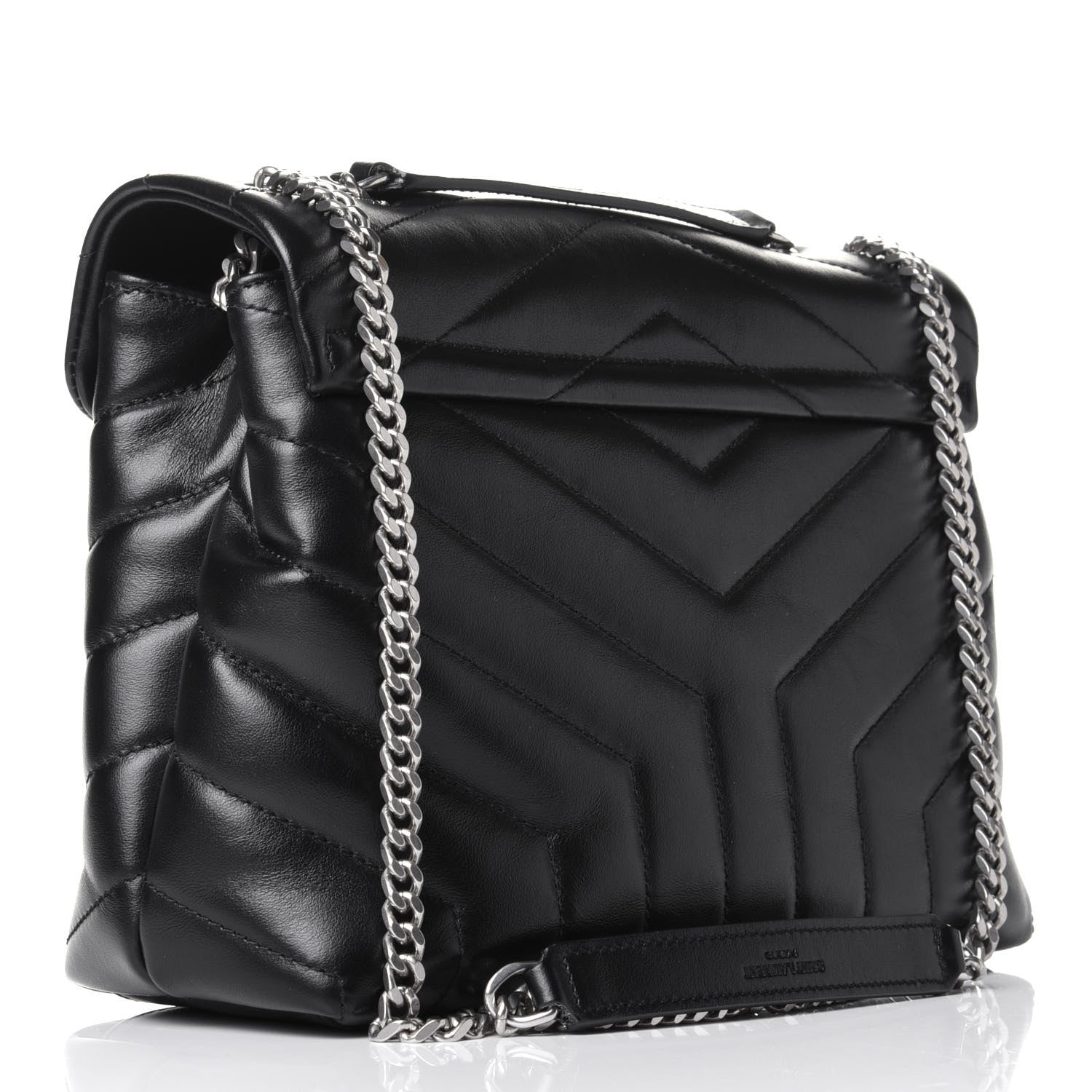 Saint Laurent Calfskin Y Quilted Monogram Small Loulou Chain Satchel Black 3 of 11
