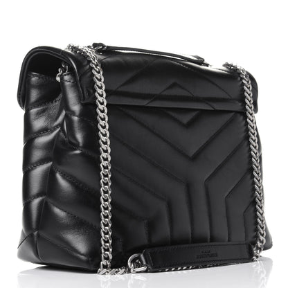Saint Laurent Calfskin Y Quilted Monogram Small Loulou Chain Satchel Black 3 of 11