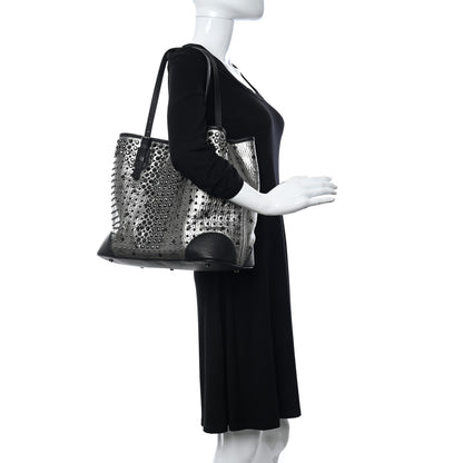 MCM Visetos Swarovski Crystal Shopper Tote Silver 2 of 15