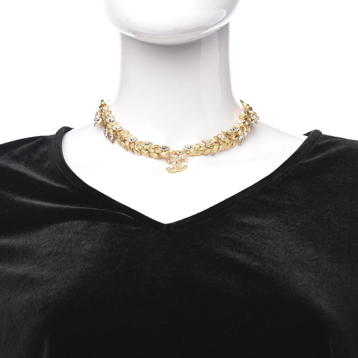 Crystal Sparkling Wheat CC Necklace Gold