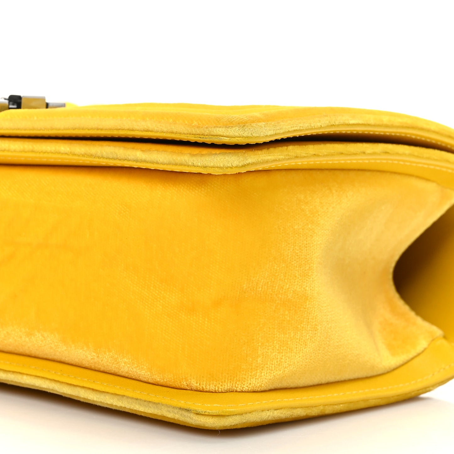 Velvet Quilted Medium Boy Flap Yellow