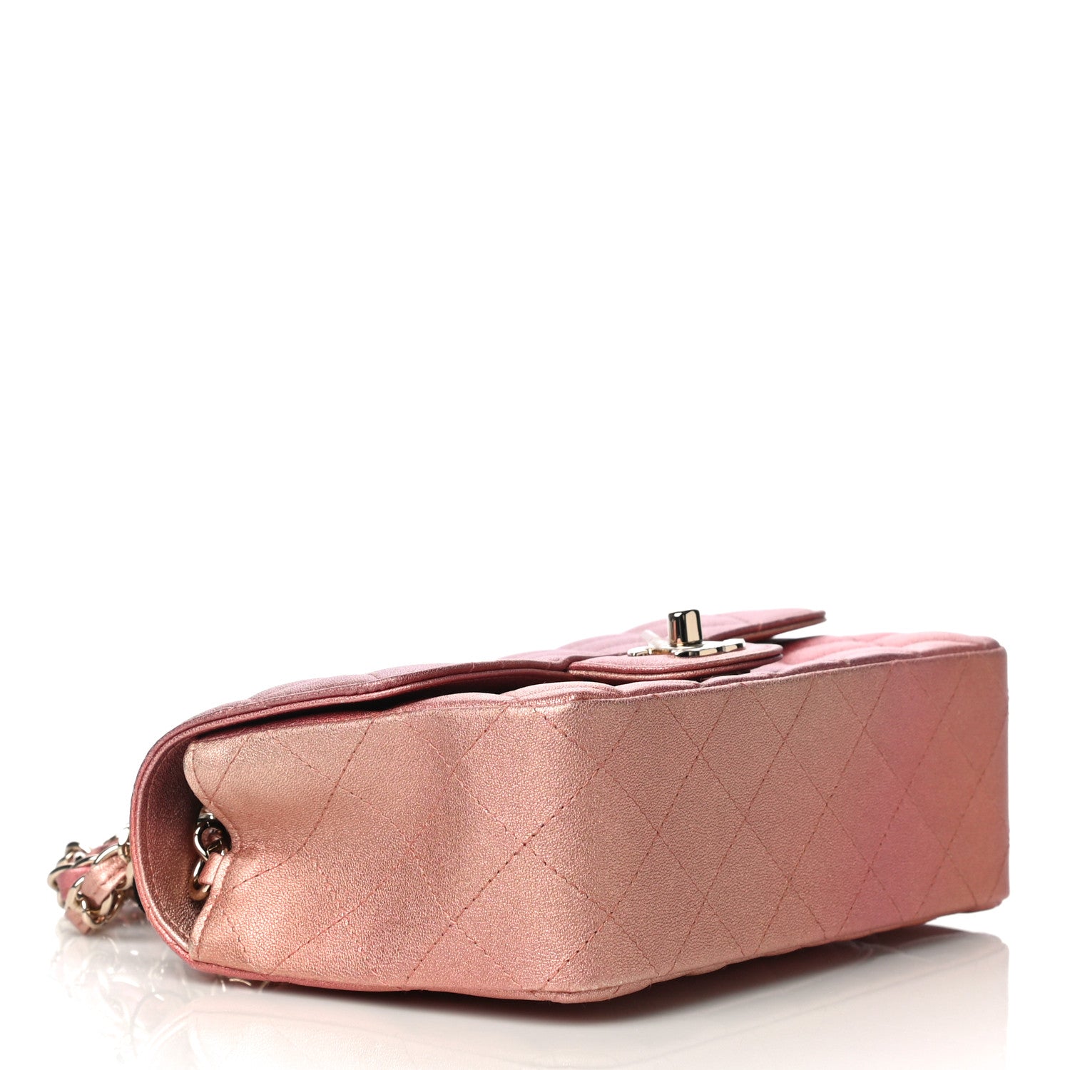 Chanel Metallic Lambskin Quilted Ombre Mini Rectangular Flap Pink 9 of 25